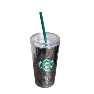 Starbucks Chrome Mermaid Mirrored Acrylic 16oz Tumbler with Straw and Lid